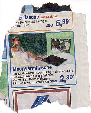 Moorwärmflaschenwerbeung